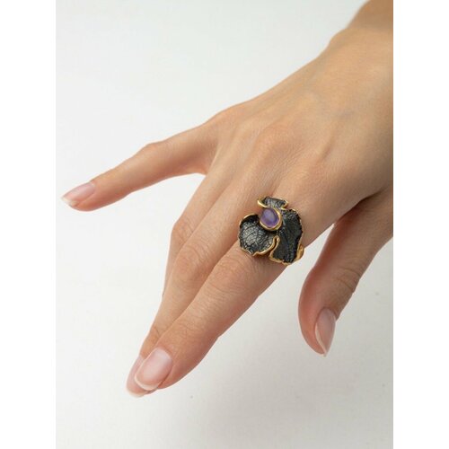 Перстень Братья Глазуновы, серебро, 925 проба, золочение, аметист, золотистый