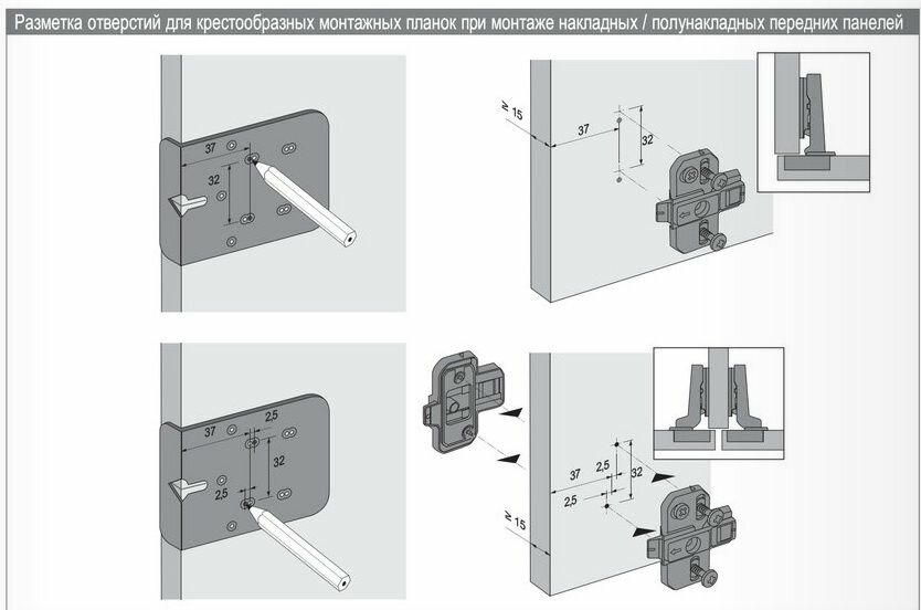 Комплект разметочных шаблонов Hettich / Для петель BlueJig / Для петель и стяжек MultiBlue — фото 1
