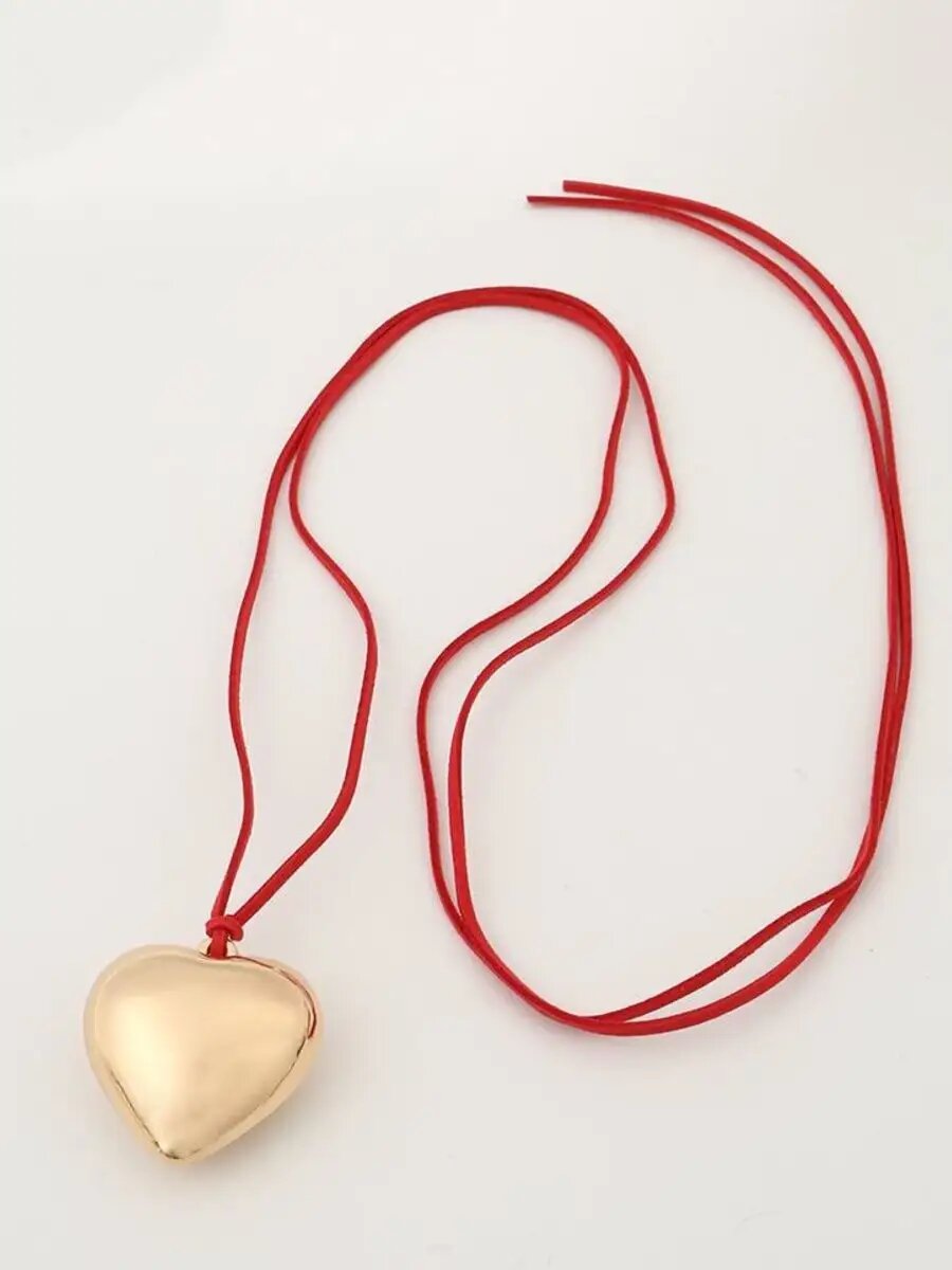 Чокер, длина 100 см, красный/золотистый — фото 1