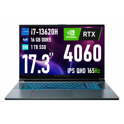 Ноутбук игровой Thunderobot 911 PLUS 173 Core i7-13620H 16GB 1TB RTX 4060 Windows 11 Grey JB0BN700000JMQ7NA3MN 12779600₽