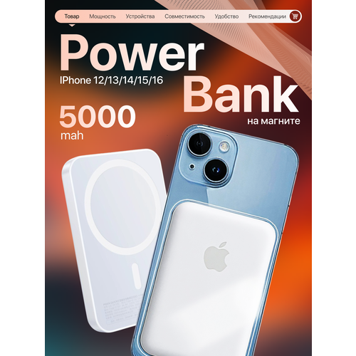 Портативный аккумулятор Remax MagSafe Power Bank 5000мАч белый 1088₽