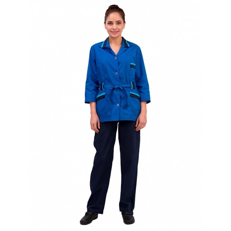 Костюм для горничных и уборщиц КНР женский размер 52-54 на рост 170-176 цвет василек/синий (у04-КБР жен вас/син)