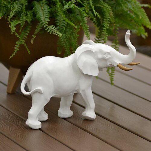 Статуэтка фигурка Белый слон полистоун белая 25x18x25 см 4900₽