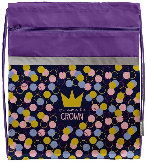 Мешок для обуви Schoolformat большой С карманом, 49х41, серия Shiny crown