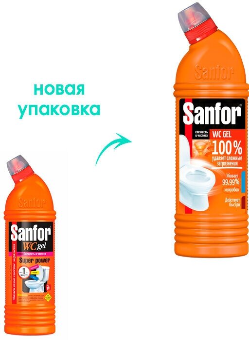 Очиститель унитаза SANFOR WC Super Power 0,75 л - фотография № 15