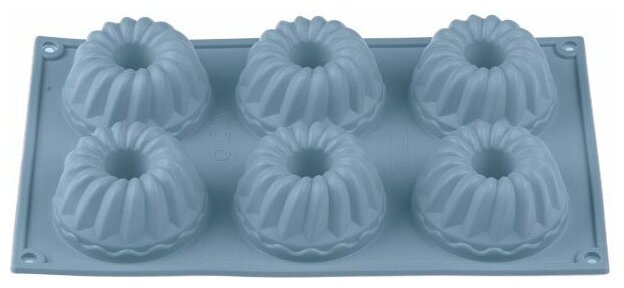 Форма для выпечки силиконовая прямоугольная на 6 кексов 28,5х17,5х4 см PERFECTO LINEA голубая (20-003728)