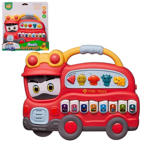 фото Игрушка для малышей. игровой центр с пианино пожарная машина, со звуковыми эффектами, в коробке - junfa toys [wh-10454]
