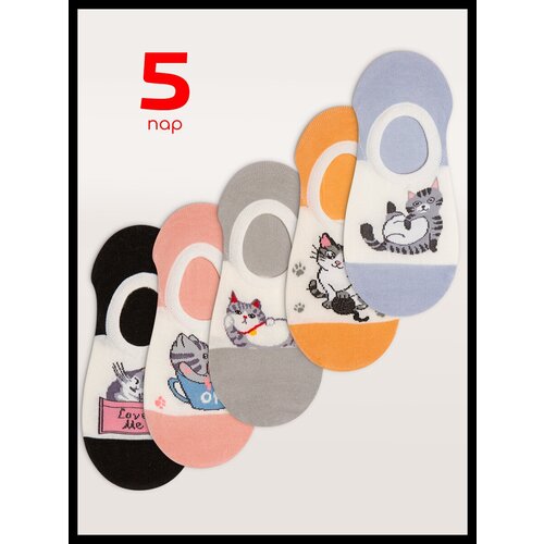 фото Подследники мачо, 5 пар, размер 36-38, розовый, оранжевый, черный, голубой, серый