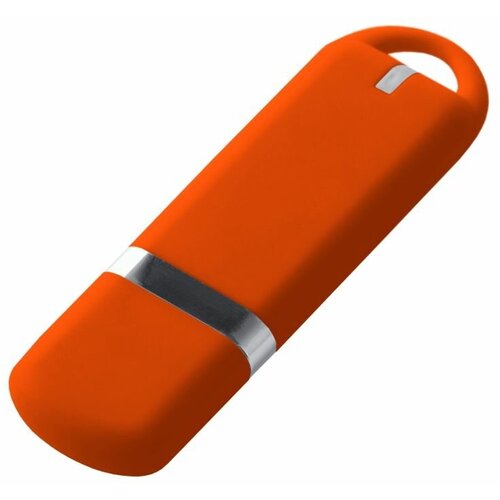Флешка Memo, 16 Гб, оранжевая, 6,7х2х0,7 см, пластик; покрытие софт-тач