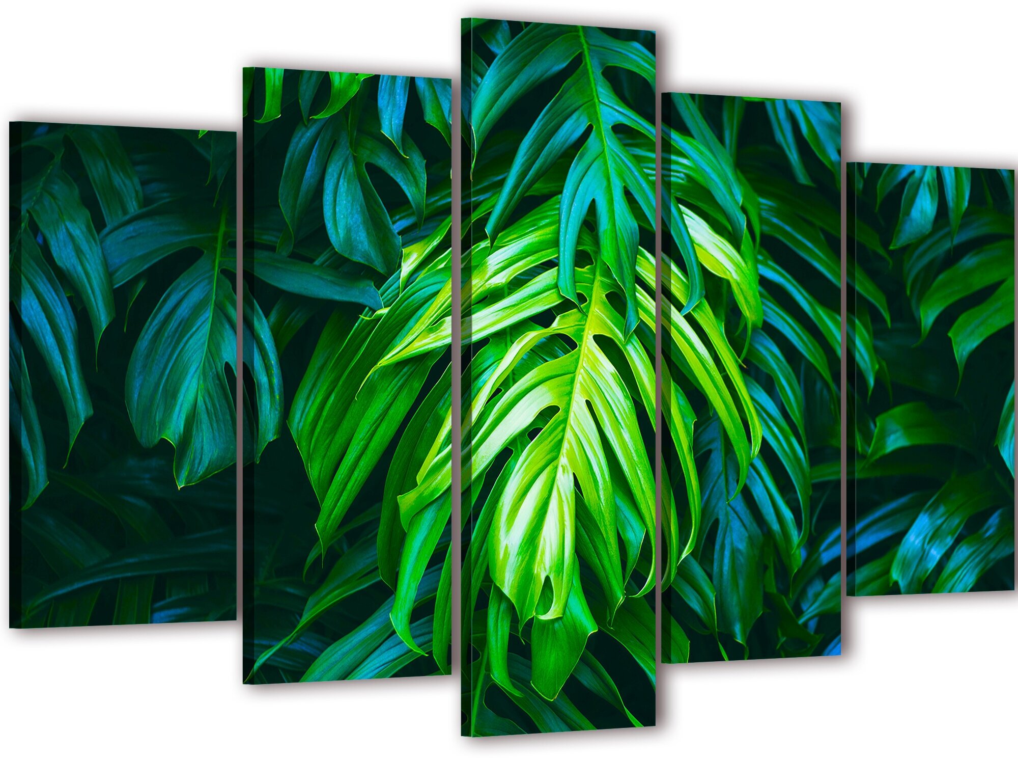 Модульная картина для интерьера на натуральном холсте на стену "Листья пальмы / Природа" 80х140см md0007