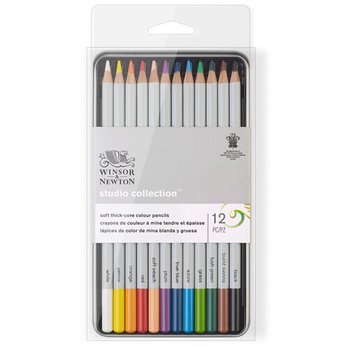 Winsor &Newton Набор профессиональных цветных карандашей 12 цветов, в мет. коробке