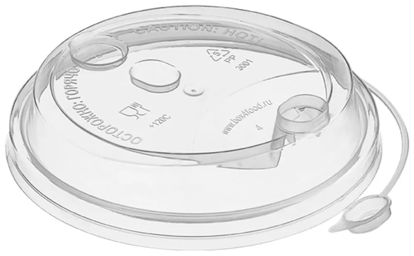 Крышка одноразовая для стакана 90 мм, с питейником Flip-top, прозраная, (50 шт).