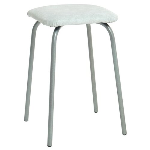 фото Табурет "эконом" квадратный, серебристый металлик/белый мрамор 4181566 доляна