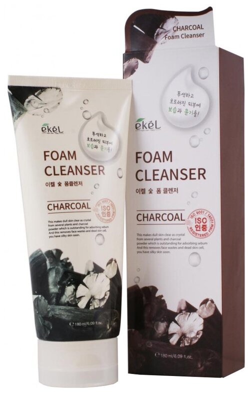 Ekel Foam Cleanser пенка для умывания с древесным углём, 180 мл, 206 г