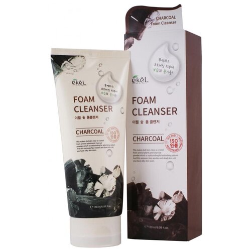 Купить EKEL Foam Cleanser Charcoal Пенка для умывания с экстрактом древесного угля 180 мл, черный