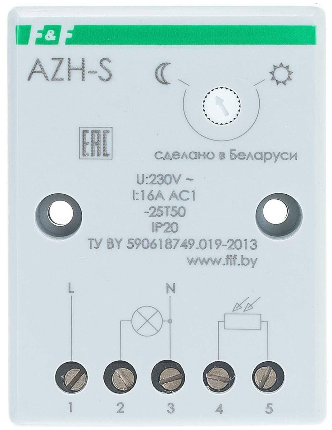 Фотореле AZH-S (выносной фотодатчик IP-65 монтаж на плоскость 230В 16А 1НО IP20) F&F EA01.001.007 - фотография № 5