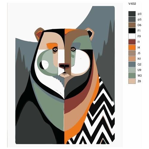 Картина по номерам V-632 Медведь арт, 70x90 см