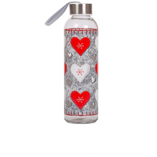 фото Бутылка переносная с крышкой cerve "войлочные сердечки" 500 мл