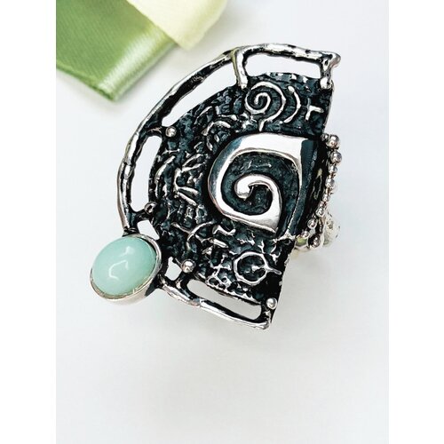 Перстень SADAF серебро, 925 проба, родирование, хризопраз, размер 18.5