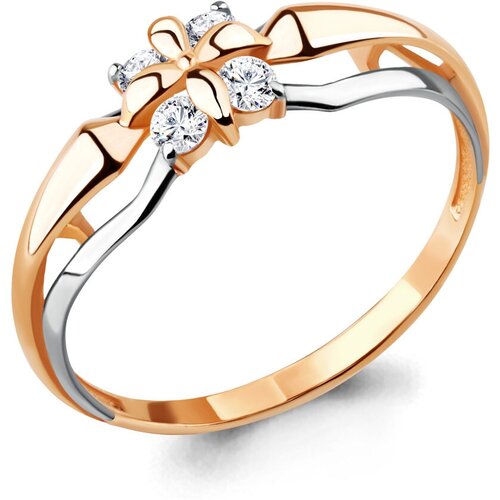 фото Золотое кольцо aquamarine 68312 с фианитом diamant-online