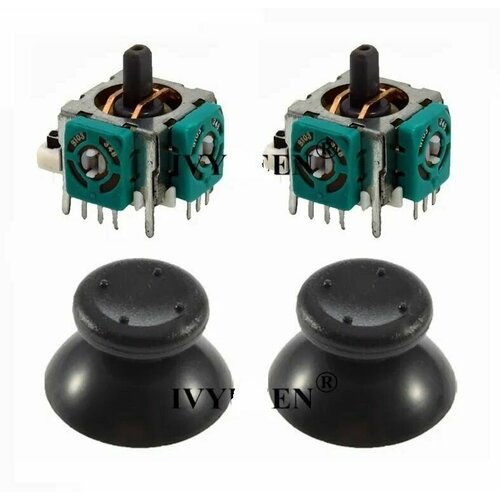 2 Стика 3d analog 2 грибка черных для геймпада Xbox 360 Зеленый 3д Аналог джойстика Стик ремонт 550₽