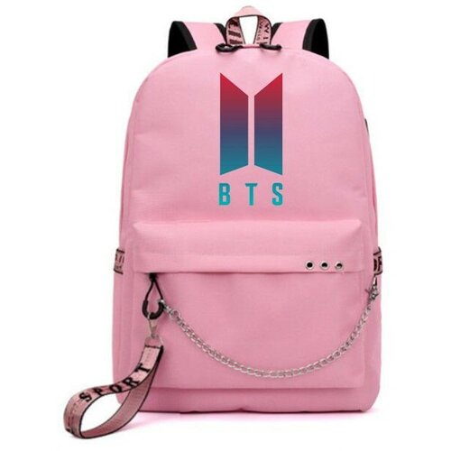 Рюкзак BTS розовый с цепью №2