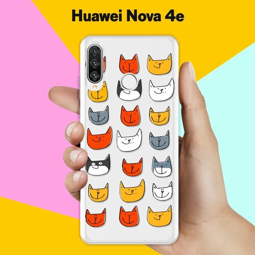 Силиконовый чехол Узор из котов на Huawei Nova 4e силиконовый чехол узор из котов на huawei nova 7 se