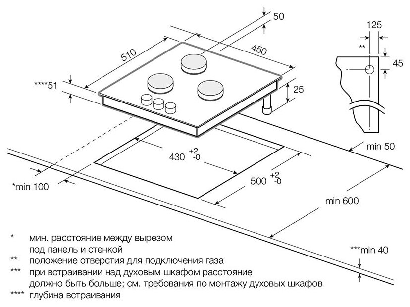 Газовая варочная панель Graude GS 45.1 WM