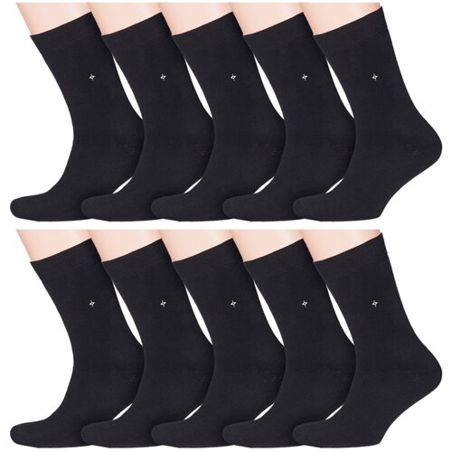 фото Комплект из 10 пар мужских махровых носков rusocks (орудьевский трикотаж) черные, размер 27 (41-43)