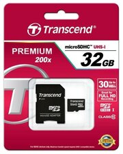 Карта памяти MicroSDHC 32Gb Class 10 Transcend TS32GUSDHC10 + адаптер SD