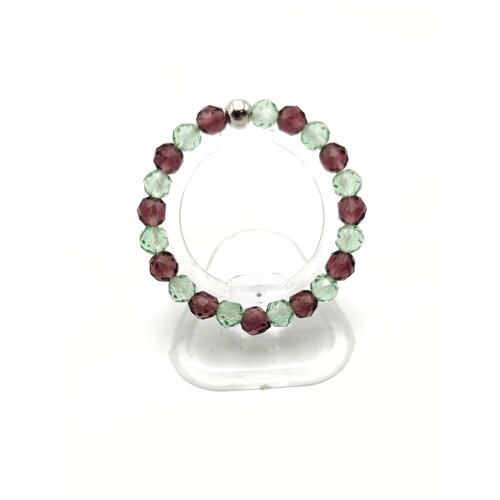 Кольцо из светло-зеленой и фиолетовой шпинели на резинке 15 размер Hrustalek