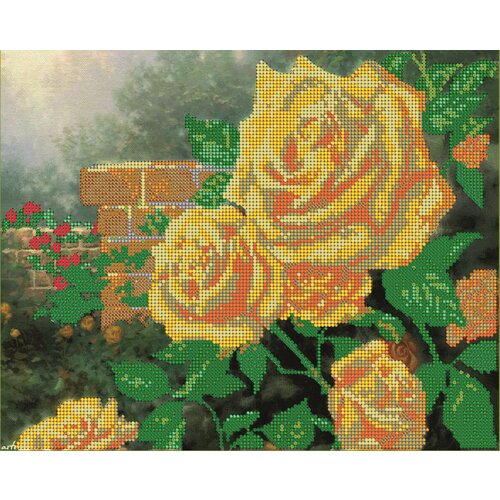 Вышивка бисером картины Желтые розы 31*25см