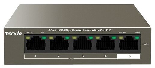 Коммутатор 5port 10/100m tef1105p-4-38w tenda