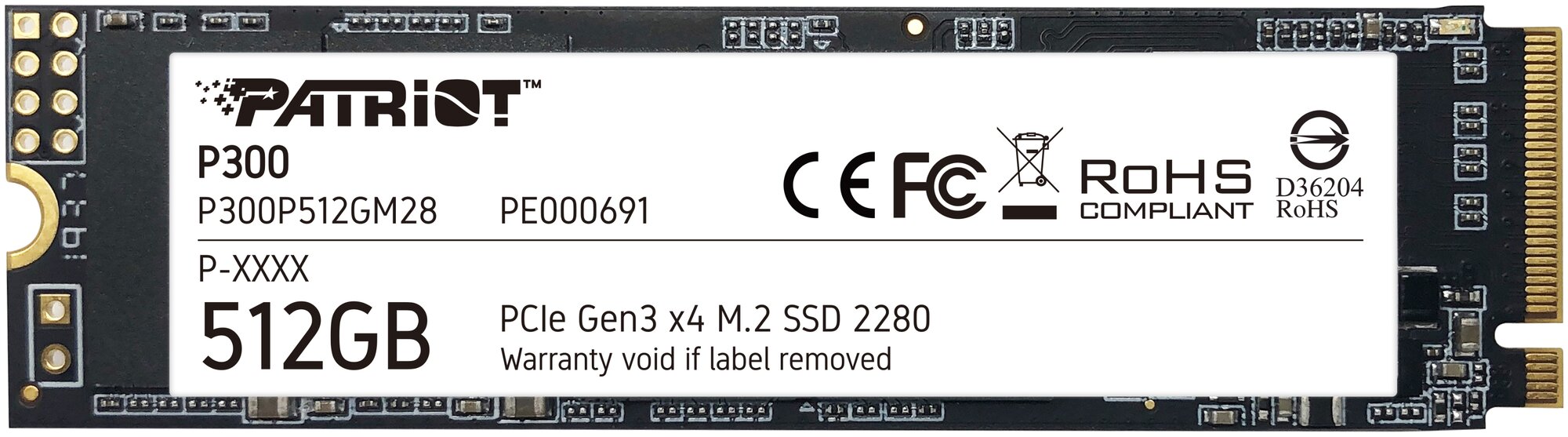 SSD диск PATRIOT MEMORY PATRIOT P300 M.2 2280 512Гб PCI-E 3.0x4 NVMe NAND 3D (P300P512GM28) - фотография № 1