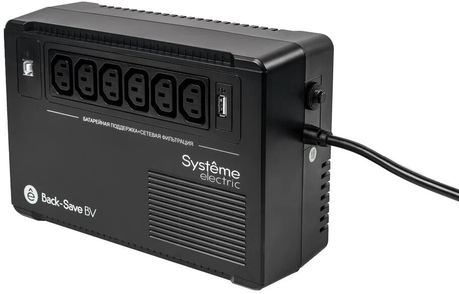 Источник бесперебойного питания Systeme Electriс Back-Save, 600VA/360W, 230V, Line-Interactive, AVR, 6xC13 Outlets, USB charge(type A), USB (BVSE600I) Systeme Electric - фото №5