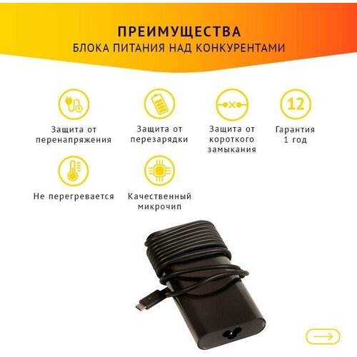 Блок питания БП для ноутбука Dell 20V 6.5A 130W Type-C new genuine 130w ac adapter for dell dell thunderbolt dock usb type c k16a 0j5c6 tb16 ​laptop power supply