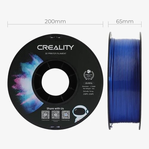 Пластик Creality CR PETG 1.75mm 3D Printing Filament 1kg синий enotepad petg filament 1 75mm petg white gift diy printing with fast shipment 100% no bubble 0 02mm with vacuum packaging