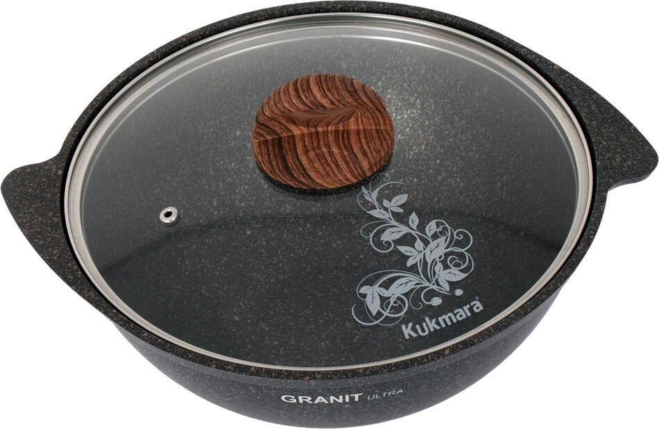 KUKMARA Казан для плова Granit ultra 35 л стеклянная крышка антипригарное покрытие