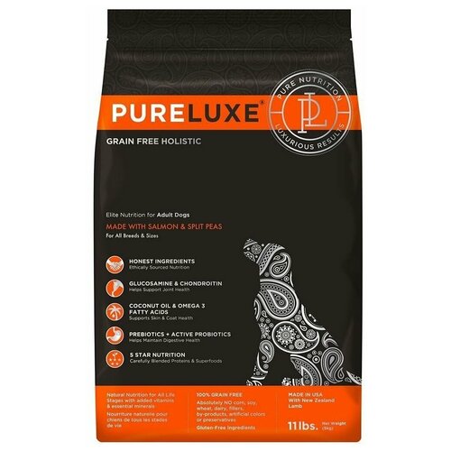 Корм для собак PURELUXE лосось с горошком сух. 400г