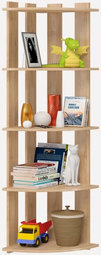 Изображение товара Стеллаж-этажерка угловой (ширина*глубина*высота: 42х42х180 см) цвет: Дуб сонома