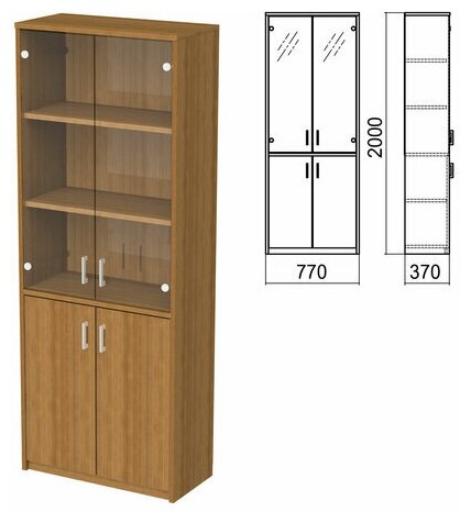 Шкаф закрытый со стеклом "Арго", 770х370х2000 мм, орех (комплект)