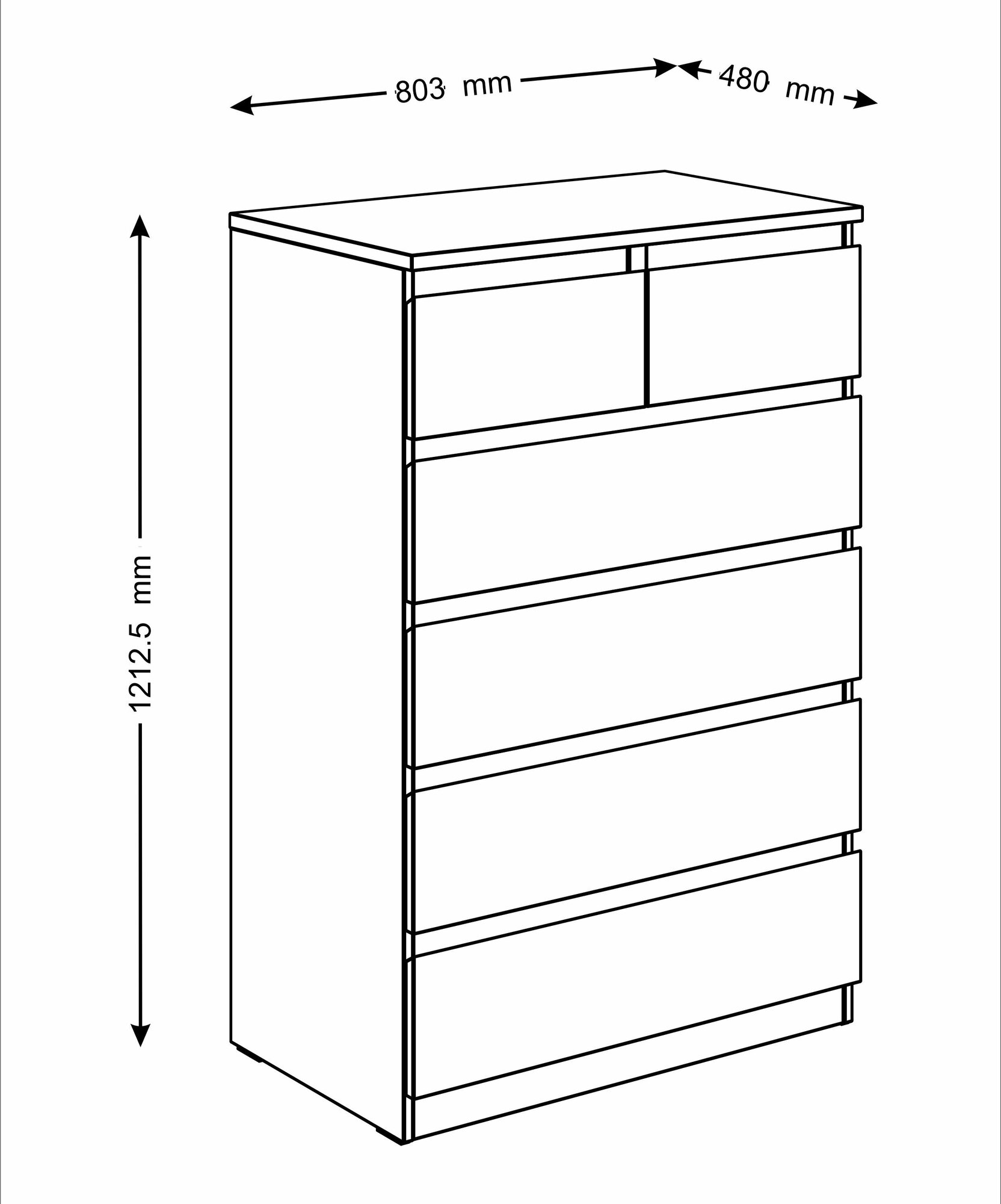 Комод ГУД ЛАКК Мальта, 4+2 ящика, 80х48х121 см, черный, дуб венге