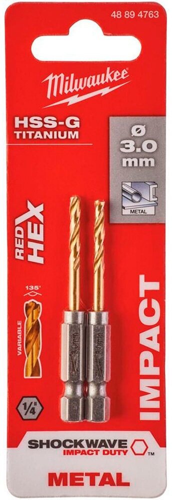 Сверло по металлу Milwaukee RedHEX HSS-G TiN 30мм (2шт)