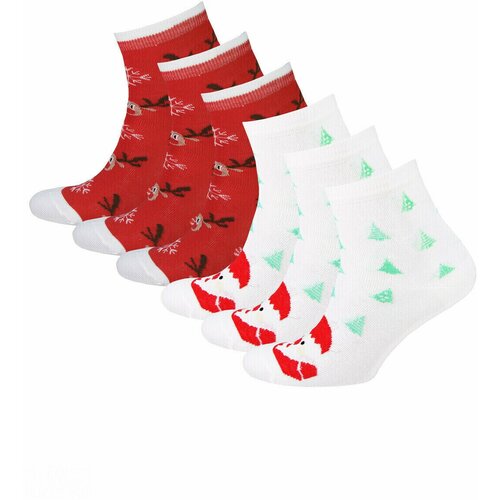 фото Женские носки status средние, подарочная упаковка, усиленная пятка, вязаные, 6 пар, размер 23-25, белый, красный