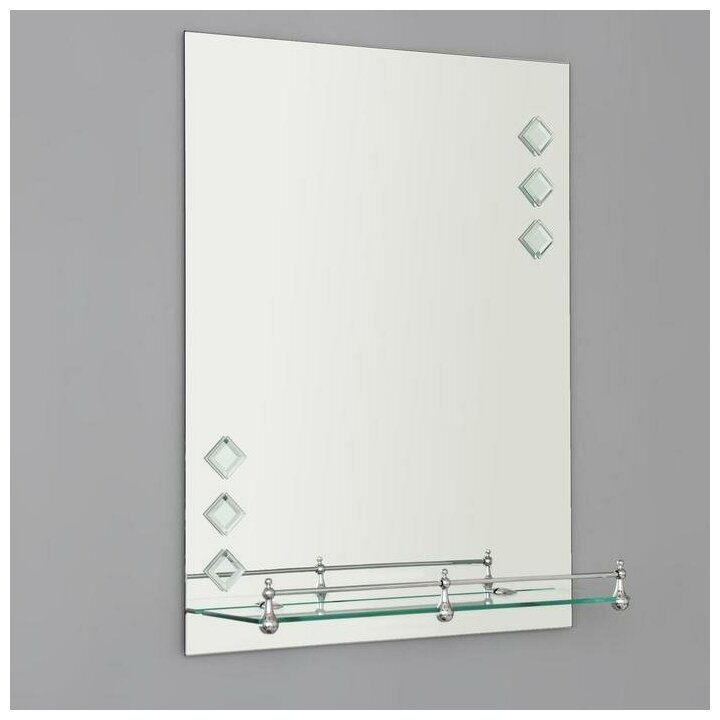 Зеркало в ванную комнату Ассоona, 60*45 см, A616, 1 полка - фотография № 5
