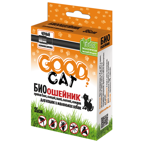 GOOD Cat ошейник от блох и клещей антипаразитарный для кошек и собак, 35 см, черный 1 шт. в уп.