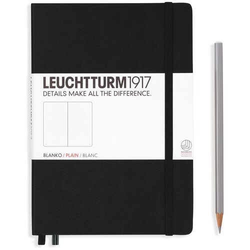 Записная книга Leuchtturm1917 311333 черный A5, 124 листа, черный, цвет бумаги бежевый блокнот art watercolor 20 листов нелинованный 23 х 31 см черный