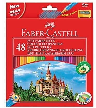 Карандаши цветные Faber-Castell ECO замок с точилкой 48 шт. - фото №5