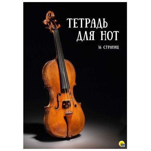 Тетрадь для НОТ. 16 листов. Скрипка на черном фоне