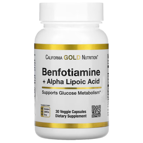 Капсулы California Gold Nutrition Benfotiamine + Alpha Lipoic Acid, 50 г, 30 шт.